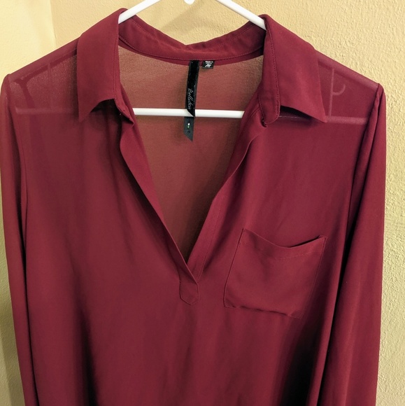 Maroon sheer blouse - Picture 1 of 3